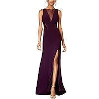 Morgan & Co. Womens Juniors Illusion Mesh Inset Evening Dress Purple 3/4