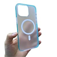 Corrugated Pattern Magnetic Wireless Charge Case for iPhone 15 14 13 Pro Max Non-Slip Bumper Hard PC Matte Cover,Blue,for iPhone 15 Pro
