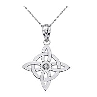 Round Cut Diamond Wiccan Witch's Knot Pagan Pendant Necklace 14k White Gold Plated 925 Sterling Silver For Women's.