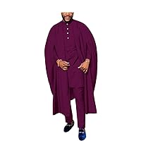 African Men Traditional Clothing 3 Piece Set Dashiki Shirt+Ankara Pants+Agbada Robe Heritage Outfits