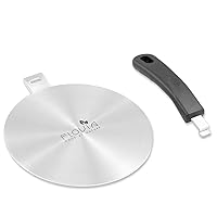 5.5inch Stainless Steel Induction Cooktop Adapter Plate, Heat Diffuser for Glass and Electric Cooktop, Detachable Handle