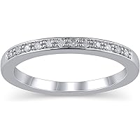 .925 Sterling Silver 1/15 Cttw Round Cut Diamond Full Eternity Style Wedding Band Ring (J-K Color, I2-I3 Clarity)