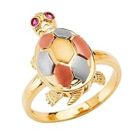 14k Yellow Gold White Gold and Rose Gold Turtle Ring Size 7 Jewelry Gifts for Women