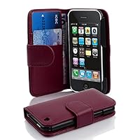 Book Case Compatible with Apple iPhone 3 / iPhone 3GS in Pastel Purple - with Stand Function and Card Slot Made of Structured Faux Leather - Wallet Etui Cover Pouch PU Leather Flip