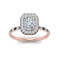 Choose Your Gemstone Radiant Shape 14k Rose Gold Plated Halo Engagement Rings Ornaments Surprise for Wife Symbol of Love Clarity Comfortable Rollover Halo Diamond CZ Ring : US Size 4 to 12
