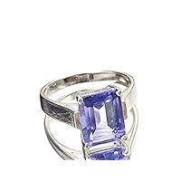 R0737P Purple Twilight color Helenite Rectangle Sterling Silver Modern Ring
