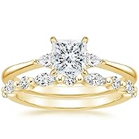 Princess Cut Moissanite Solitaire Bridal Ring, 1 CT, 10K Solid Yellow Gold