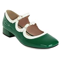 Women's Square Toe Mary Jane Oxford Shoes Patent Leather Buckle Strap Flat Low Heel Classic Dress Shoe