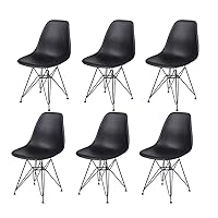 GIA Contemporary Armless Dining Chair with Black Metal Legs, Set of 6
