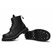 Charley - Men's vegan leather combat boots (black, 6 eyelets, steel toe)