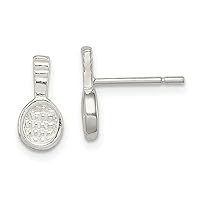 925 Sterling Silver Tennis Racquet Small Earrings