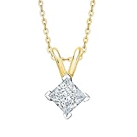 KATARINA 1.82 ct. E - SI2 Princess Cut Diamond Solitaire Pendant Necklace in 14K Gold
