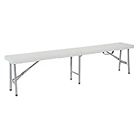 Office Star Resin Furniture for Indoor or Outdoor Use, Single, Fold in Half 6 Foot Bench