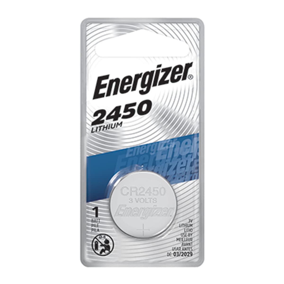 Energizer CR2450 Lithium Battery, 3v ECR2450, 12 PK