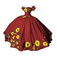 Mollybridal 2024 Off The Shoulder Satin Wedding Quinceanera Dresses with Yellow Sunflowers Embroidered Cap Sleeves