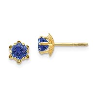 14k Polished Screw back Post Earrings Gold 4mm Simulated Sapphire (Sep) Screw Back Earrings Measures 4x4mm Jewelry for Women