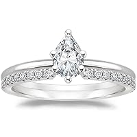 Moissanite Rings for Women, 1 CT Diamond Engagement Rings, Colorless VVS1 Clarity Brilliant Pear Cut, White Gold 925 Sterling Silver Ring for Wedding, Promise, Anniversary and Bridal Gift