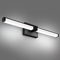 24 inch LED Bathroom Light Fixtures, 16W 6000K Dimmable Black Bathroom Vanity Lights, Modern Bathroom Lighting Fixture Over Mirror - Cool White - Indoor