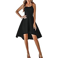 Cocktail Dresses for Women Evening Party Spaghetti Strap Sleeveless High Low A Line Skater Wedding Guest Dresses