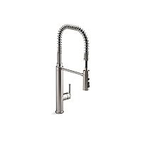 KOHLER 24982-VS Purist Commercial Kitchen Faucet with 3-Function Pull Down Sprayer, Vibrant Stainless