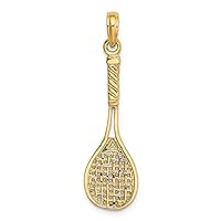 14k Yellow Gold Solid Polished 3d Tennis Racquet Charm