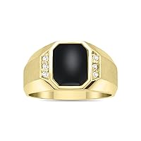SZUL 10K Yellow Gold Onyx and Diamond Men's Ring
