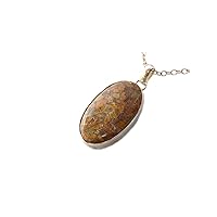 Azubalite Jasper Necklace, Silver Plated Brass Pendant, Handmade Pendant, Gift Jewelry, Women Gift DR-4423, 53x24 mm, Gemstone, azubalite jasper