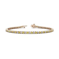 Yellow Sapphire & Natural Diamond 2.3mm Tennis Bracelet 2.26 ctw 14K Rose Gold