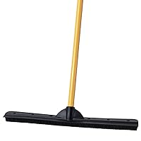 FURemover Heavy Duty Outdoor Pet Hair Remover Rubber Broom with Squeegee, Black and Yellow