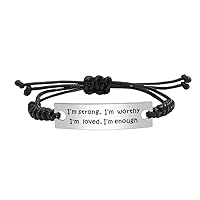 Mother's Day Gifts for Women, I Am Enough Bracelet, I Am Strong I Am Worthy I Am Loved, Inspirational Faith Strong Gifts Valentines Day Gifts