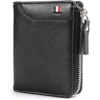 Wallet for Men Men Leather 3 Fold Business Zipper Wallet Men's Wallets Credit Card Holder Coin Pocket Purse Holds Up To 6 Cards (Color : Black, Size : Free size)