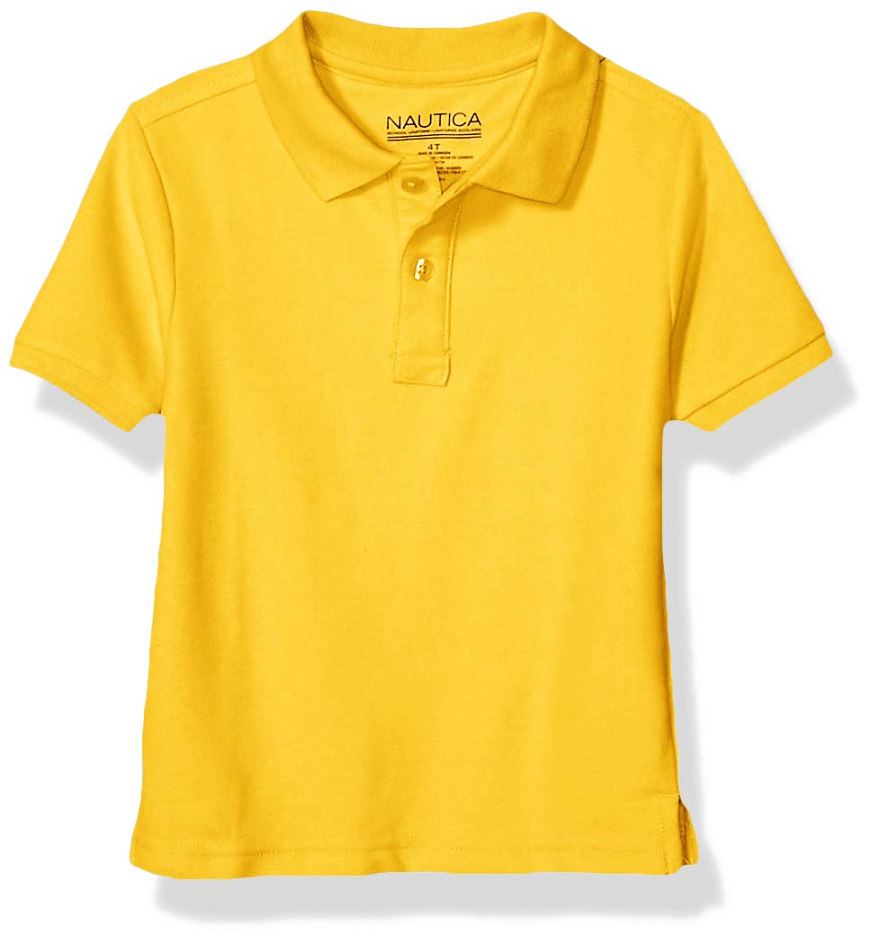 Nautica Boys' Big School Uniform Short Sleeve Polo Shirt, Button Closure, Comfortable & Soft Pique Fabric