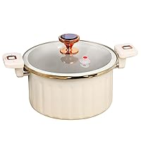 Enamel Pot 8L Non-stick Micro Pressure Cooker with Secure Lock Spill-proof Enamel Stock Pot with Lid Silicone Seal Valve Pressure Pot White