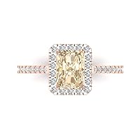 Clara Pucci 1.95ct Emerald Cut Solitaire with Accent Halo Designer Genuine Natural Morganite designer Statement Ring 14k Rose Gold