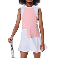 Girls Sleeveless Tennis Golf Sport Dress Outfit Athletic Pleated Skirt Sets with Built-in Shorts Pockets 3-12 Years