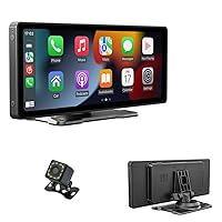 10.26 Inch IPS Touch Screen Multimedia MP5 Player,Portable Car Stereo for Wireless Carplay Android Auto,Dashboard Mirror with Rear Camera,Bluetooth 5.0 Carplay Screen, Mirror Link