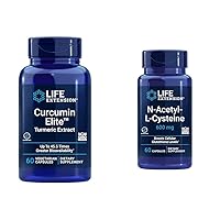 Curcumin Elite Turmeric Extract & N-Acetyl-L-Cysteine (NAC), Immune, Respiratory, Liver Health, NAC 600 mg, Potent antioxidant Support, Free-radicals, Easy to Absorb, 60 Capsules
