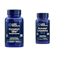 Life Extension Curcumin Elite Turmeric Extract & N-Acetyl-L-Cysteine (NAC), Immune, Respiratory, Liver Health, NAC 600 mg, Potent antioxidant Support, Free-radicals, Easy to Absorb, 60 Capsules