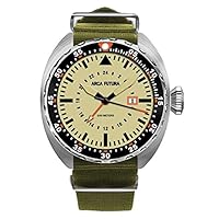 Arcaftura 3750IV1 Men's Aviator Watch, Arca Futura, Military Pilot Watch, Green, Dial Color - Cream, Watch