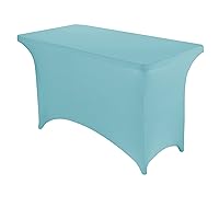 Peomeise 4FT Spandex Table Cover Rectangular Stretch Spandex Tablecloth (Aqua,4FT)