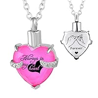 Stainless Steel Cremation Jewelry Heart Ashes Keepsake Crystal Pendant Urn Necklace Ashes Engraved Keepsake Memorial Pendant (October)