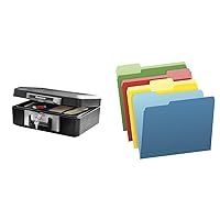 SentrySafe Fireproof Safe Box with Key Lock, Chest Safe & Pendaflex Two-Tone Color File Folders, Letter Size, Assorted Colors (Bright Green, Yellow, Red, Blue), 36 Pack (03086), 4-color