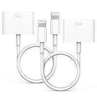 2 Pack Lightning to 30 Pin Adapter, Apple MFi Certified 8 Pin Male to 30 Pin Female Converter for iPhone Lightning Charging and Data Transfer, Compatible with iPhone 14 13 12 11 Xs X 8 7 6-No Audio