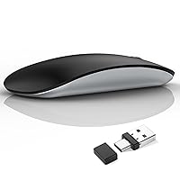 Uiosmuph G11 Wireless Mouse, USB C Rechargeable Computer Mouse, Slim Silent Mice 2.4GHz Optical with USB Nano Receiver and Type C Receiver for Laptop/Mac/PC-Matte Black
