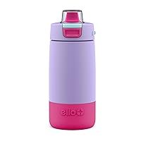 Ello Kids Colby 12oz Stainless Steel Insulated Water Bottle with Straw and Built-In Silicone Coaster Carrying Handle and Leak-Proof Locking Lid for School Backpack, Lunchbox, and Outdoor Sports