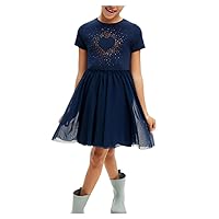 Desigual Little Girl's Rhinestone Heart Dress Blue
