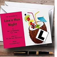 Coconut Cocktail Personalized Hen Do Night Party Invitations