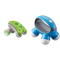 Homedics Ribbit Mini Handheld Massager with Comfort Grip Quatro Mini Hand-Held Massager with Hand Grip, Battery Operated Vibration Massage, Batteries Included, Assorted Colors