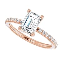 925 Silver, 10K/14K/18K Solid Gold Moissanite Engagement Ring,1.0 CT Emerald Cut Handmade Solitaire Ring, Diamond Wedding Ring for Women/Her Anniversary Ring, Birthday Rings,VVS1 Colorless Gift