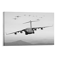 C-17 Globemaster III Transport Aircraft Military Aircraft Black And White Picture Vintage United Sta Canvas Wall Art Prints for Wall Decor Room Decor Bedroom Decor Gifts 16x24inch(40x60cm) Frame-sty
